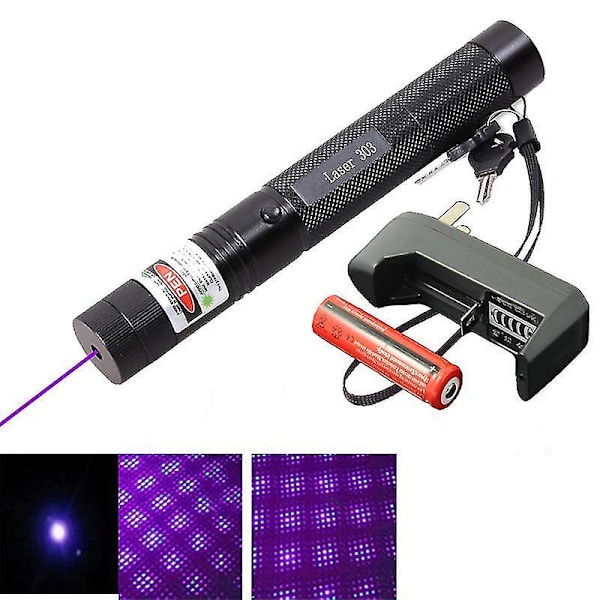 Fokuserande lila laserficklampa och uppladdningsbar ficklampa med säte