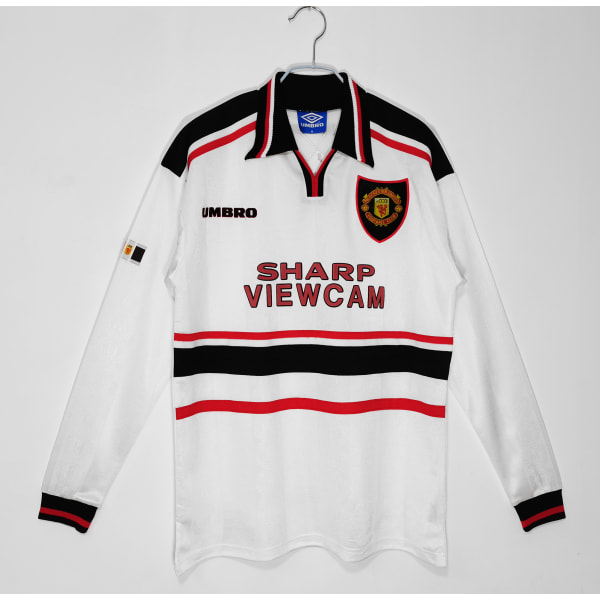 Retrolegenden 98-99 Manchester United bortatröja Beckham NO.7 Scholes NO.18 S