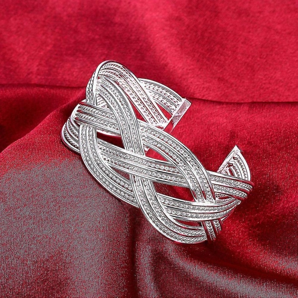925 sterling silver armband för kvinnor Elegant flätad tråd armring mode bröllopsfest jul