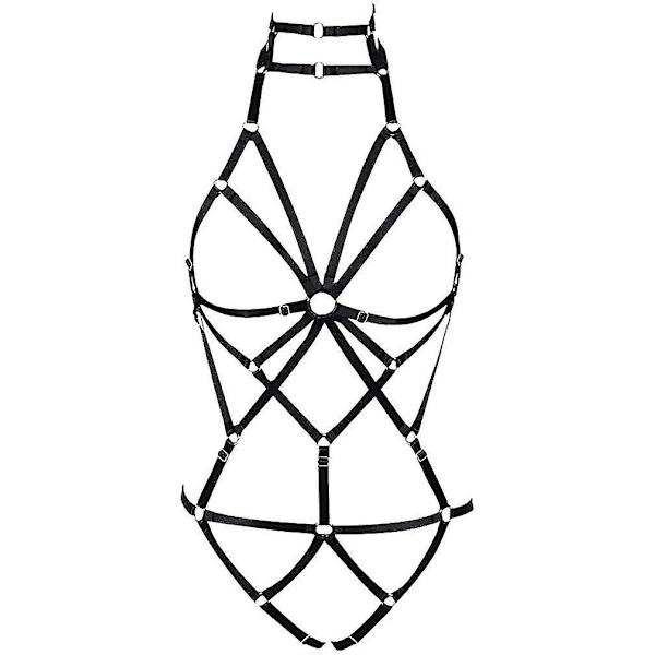 Punk kroppssele för damer Underkläder, hel midja strumpebandsbälten Set Strappy Ram Cage Rave BH:ar