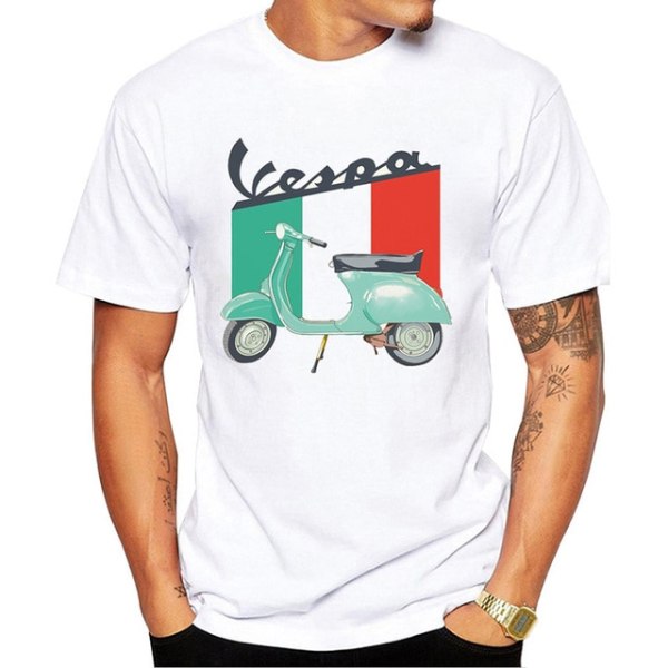 Sommar Casual Mode Casual Kortärmad Vintage Vespa T-shirt style 9 XS