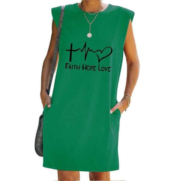 Sommarmode för damer Elegant printed ärmlös midiklänning green M