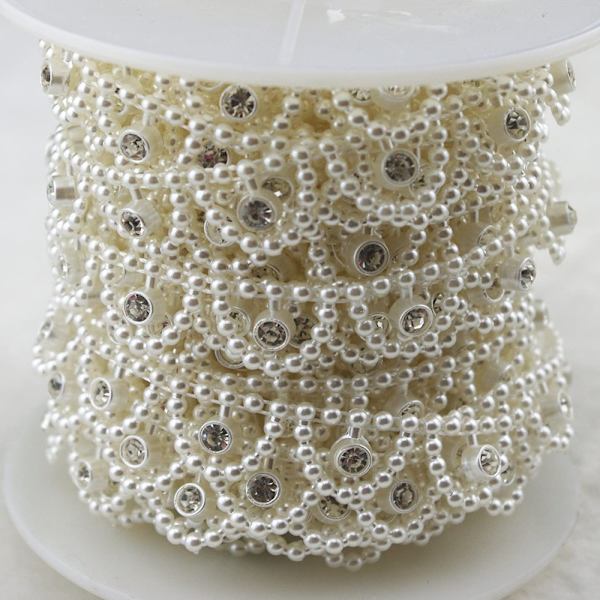 Kedjekanter Rhinestone Ivory