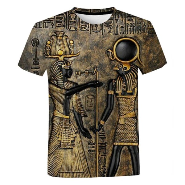 Forntida egyptisk konst 3D-utskrift T-shirt Casual kortärmad style 2 5XL