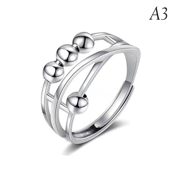 Ring Justerbar Öppning Fidget Ring Med Pärlsmycken Ring A3