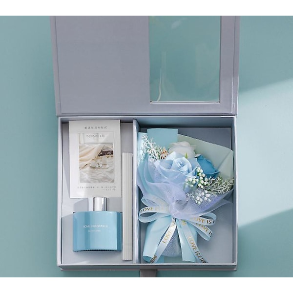 Tvål blomma presentförpackning, kreativ gåva aromaterapi bukett blue