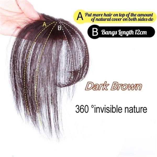 3D Air Bangs Hairpiece Thin Hair Topper MÖRKBRUNT dark brown