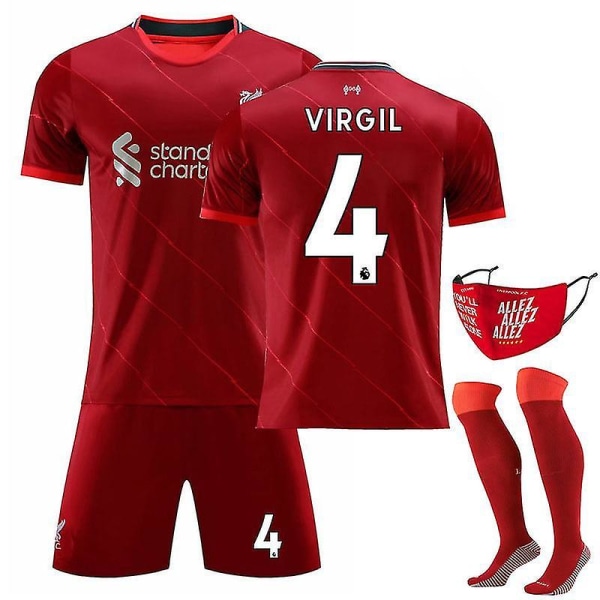 Virgil 4# Liverpool 2021-2022 New Season Jersey Set 20(110-120cm)