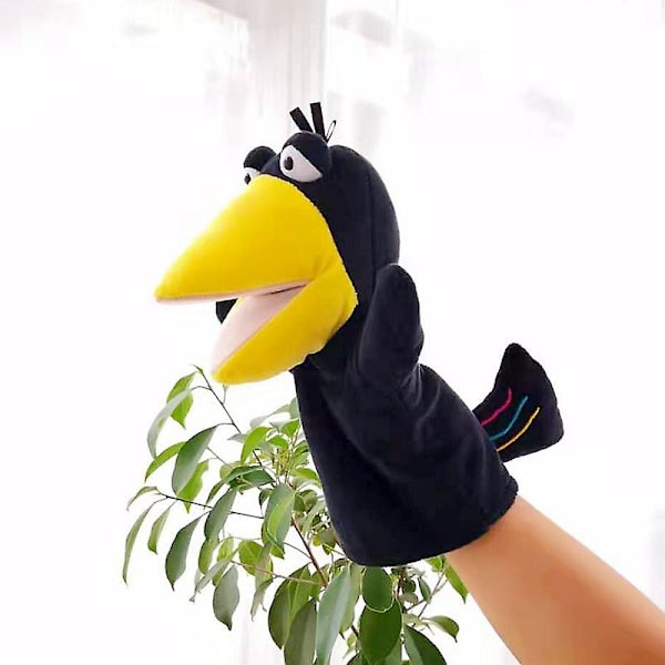 Kråka Plyschleksak Djur Hand Finger Story Puppet Kawaii Doll