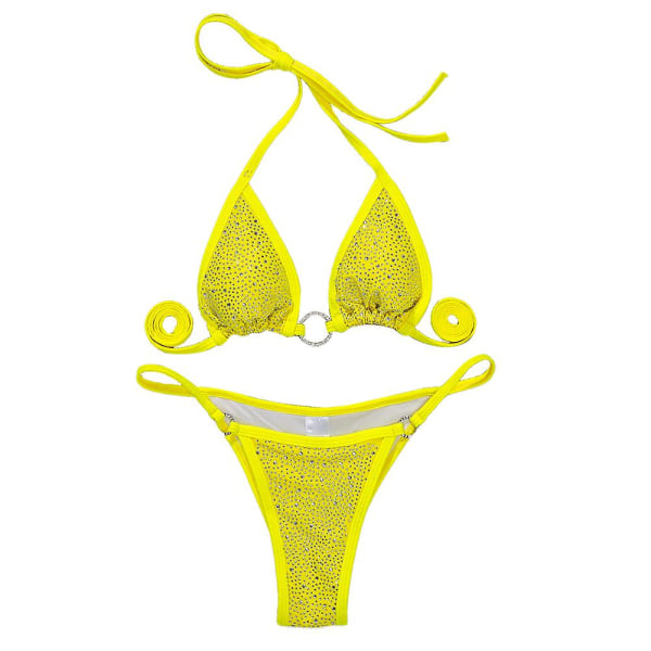 Glitterbikini för kvinnor Sexig baddräkt i två delar yellow