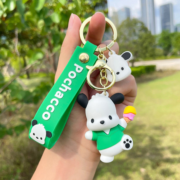 Kawaii Sanrio Nyckelring e Cartoon Pochacco Doll Pendant Bilnyckel Green