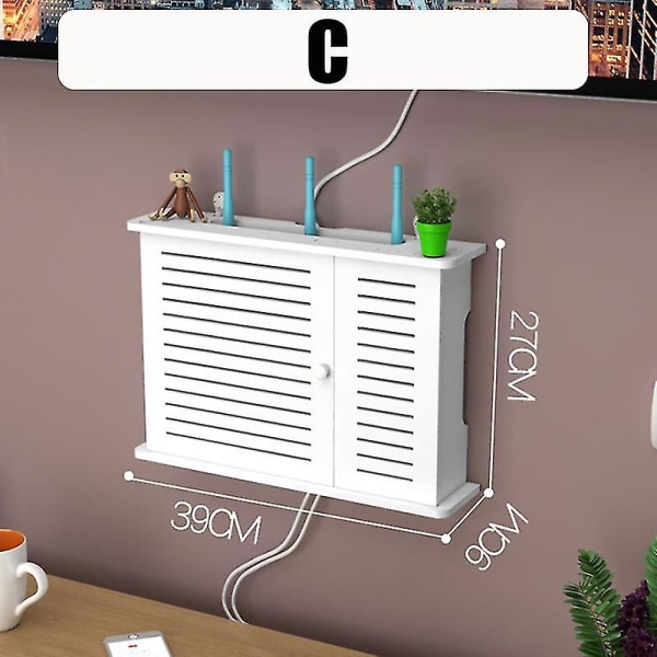 Stor trådlös Wifi Router Hylla Es Kabel Power Plus Wire Bracket C