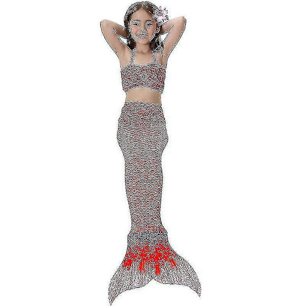 Barn Badkläder Flickor Mermaid Tail Bikini Set Badkläder Badkläder Red