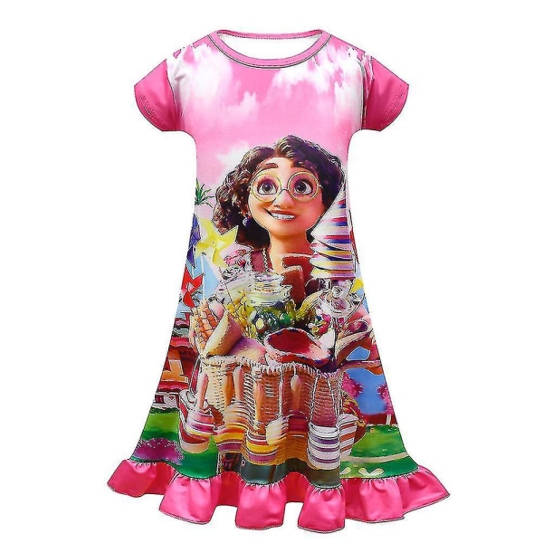 Encanto Mirabel Princess Nattlinne Barn Tjej Sommar Ruffle Sovkläder Klänning Pyjamas Nattkläder (rosa)