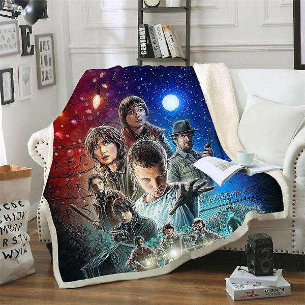 Stranger Things 3D printed fleecefilt Hemmakontor Tvättbar 70*100