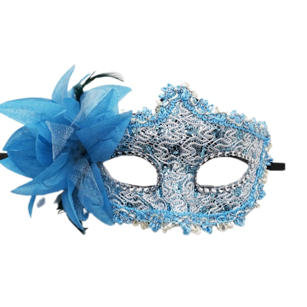 Maskeradmask för kvinnor Venetianska masker Jul kvinnor Blomma halvansiktsmasker Cosplay --- Blå