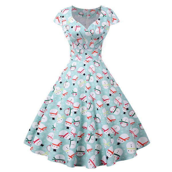 Jul V-ringad Vintage Swing Dress Dam Afton Festklänning G 2XL