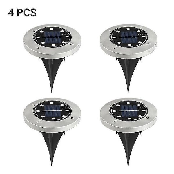 (Vit (4 st)) 8 LED- power marklampor ABS golv Trädgård Utomhus trädgård Gräsmatta Lamp Dekor