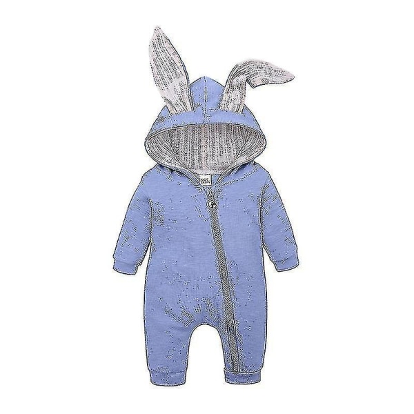 Cartoon Bunny Easter Hoodie Outfits Rompers Bomullsdragkedja Rompers blue