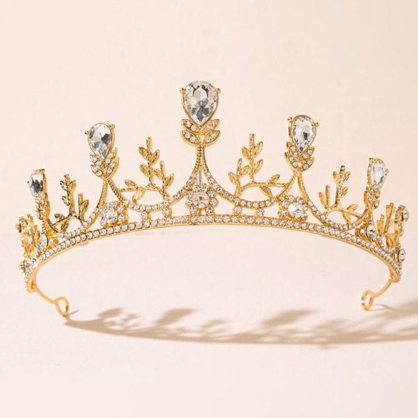 Rhinestone Queen Crown Barock Queen Crown GULD Gold