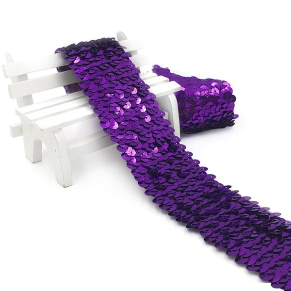 Paljett Spetsband Handdekorerad LILA Purple