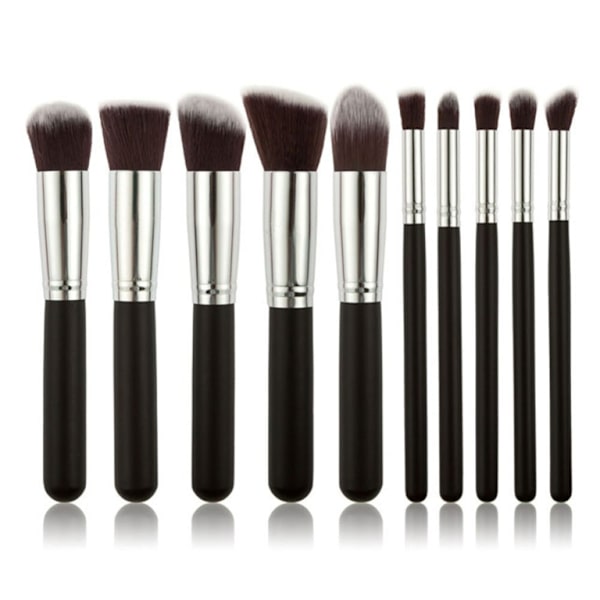 10st Professionella sminkborstar, make up set - Silver