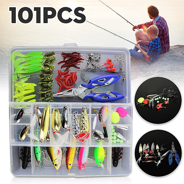 ZANLURE 101st Fiskedrag Spinners Pluggar Skedar Mjukt bete Gädda Öring Lax+ Set