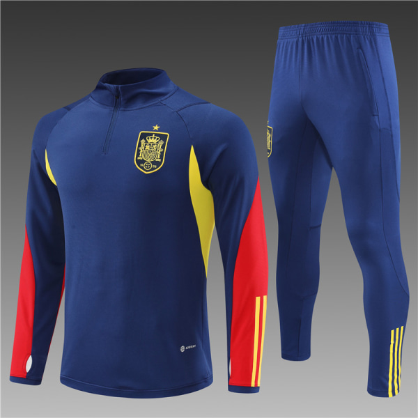 22-23 ny säsong Spanien lag vuxen/barn långärmad jersey kostym blue 16#