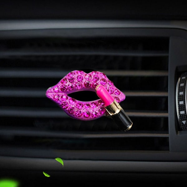 Car Air Outlet Aromaterapi Clip Rhinestone Red Lips Clips ROSE Rose red