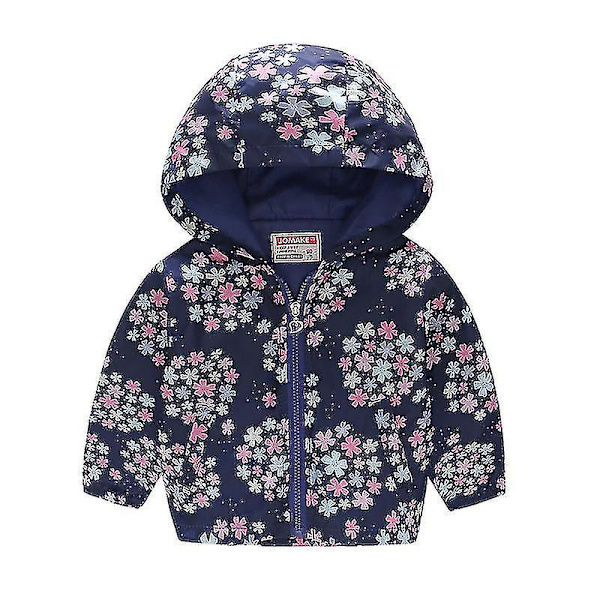 Toddler Barn Cartoon Hooded Windbreaker Långärmad Zip Up Jacket Coat Blue Snowflake