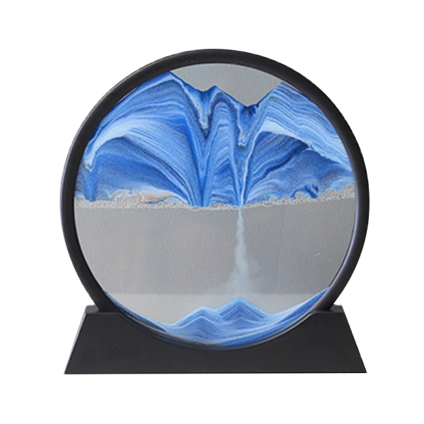Rörlig sand ram konst bild glas 3D sandlandskap i rörelse Gift blue