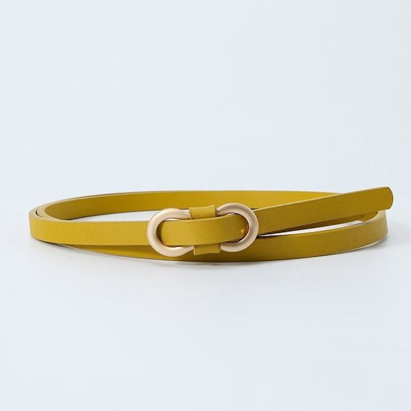 Läderbälte 8-formade spännbälten GUL Yellow
