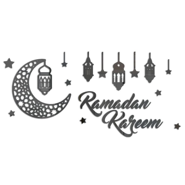Väggklistermärke Spegelklistermärken Eid Mubarak Ramadan Decors SVART 3 black 3
