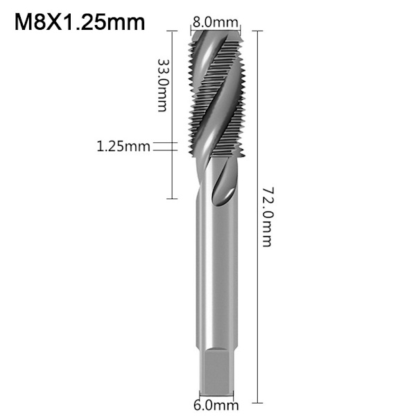 Tappborr Skaft Tappborrkronor M8X1.25SPIRAL SPIRAL M8X1.25spiral