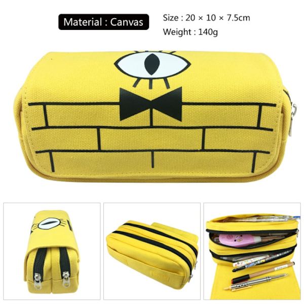 Gravity Falls kreativa canvas dubbel dragkedja tecknat student case A 1pcs