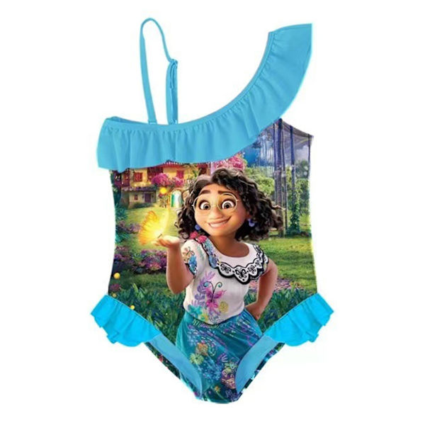 Kid Girl Encanto volangsling One Piece Baddräkt Summer Beach blue 120cm