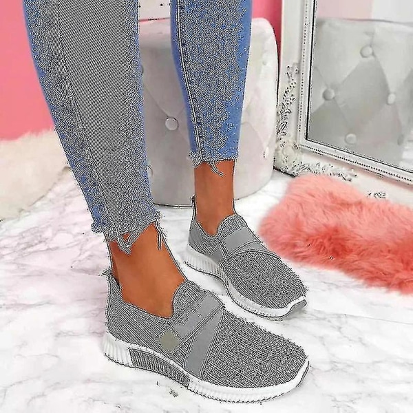 Slip-on skor med ortopedisk sula Dammode Sneakers Plattform Sneaker för kvinnor Walking Shoes Gray 40