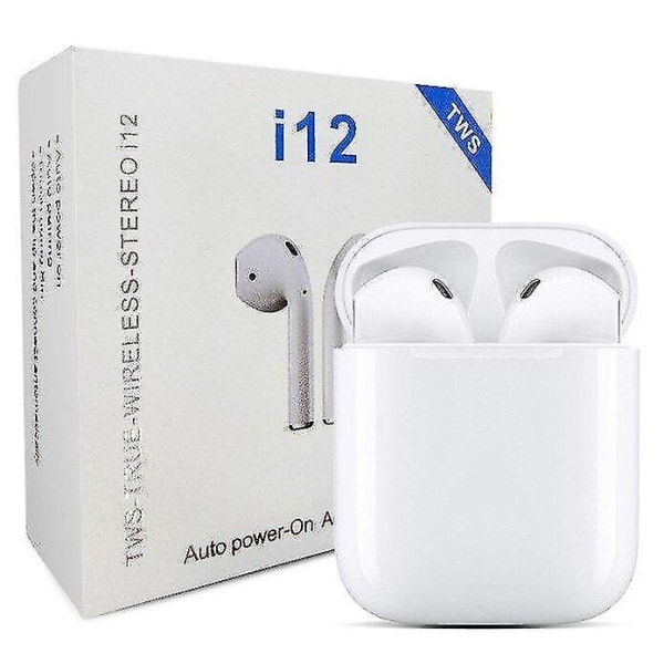 I12 White Bluetooth 5.0 trådlösa hörlurar