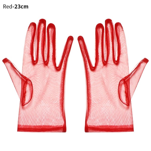 1 par Tyllhandskar Bröllopsbröllopshandskar RÖDA 23CM Red 23cm