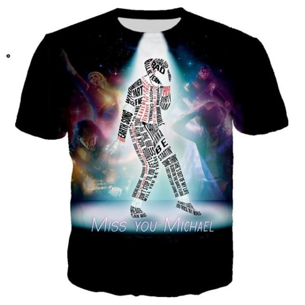 Michael Jackson Print 3D Sommar Casual T-shirt Street Hip Hop style 2 S