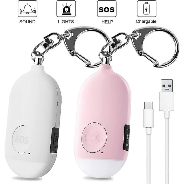 2-pack väckarklocka 130db USB uppladdningsbar fickväckarklocka