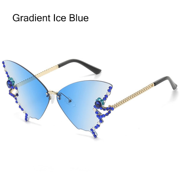 Diamond Butterfly Solglasögon Bling Solglasögon GRADIENT ICE Gradient Ice Blue