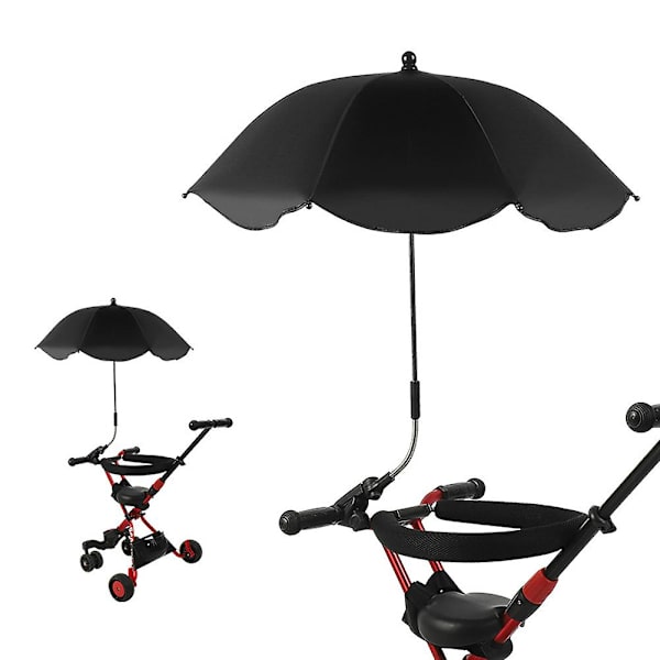 Baby Buggy Paraply Solskydd Parasoll 360 grader justerbart för utomhusbruk Black