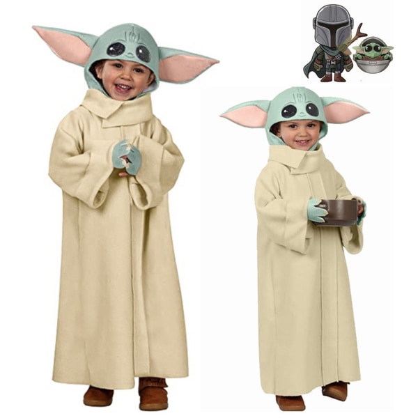 Star Wars The Mandalorian Baby Yoda Cosplay Robe med hatt yellow S S