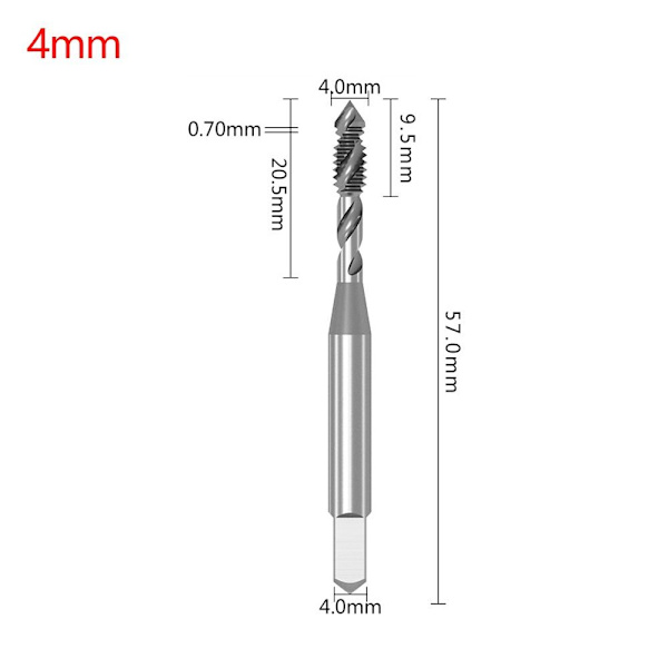 Tapping Bit Spiral Tap 4MM 4mm