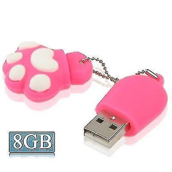 8 GB Bear's Paw-formad silikon USB 2.0-flashdisk med antidammkopp (röd plommon)