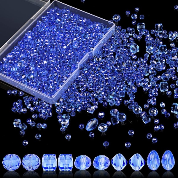 800 st Glaspärlor Kristallpärlor BLÅ Blue