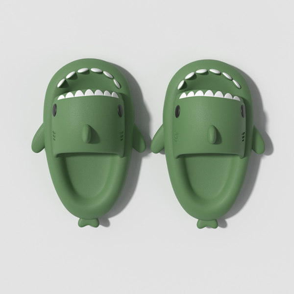 Shark Slippers Summer Couple Tjock sula inomhus Anti-halksandaler deep green 46/47