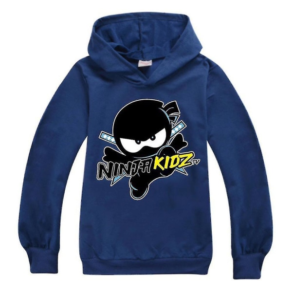 Ninja Kidz Kids Hoodie Huvtröja Barn Pojke Flicka Casual Hoody Pullover Toppar Dark Blue