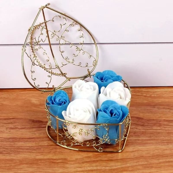 1 st blommig tvål presentförpackning Födelsedag alla hjärtans dag bröllopspresent blue white